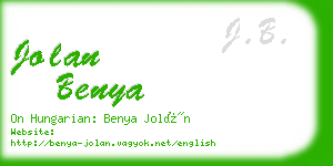 jolan benya business card